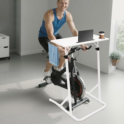 Miniatura 7 de Escritorio de entrenamiento de bicicleta de altura ajustable de 25.4 a 56.3 pulgadas, escritorio para ciclismobicicleta, mesa de pie con soporte