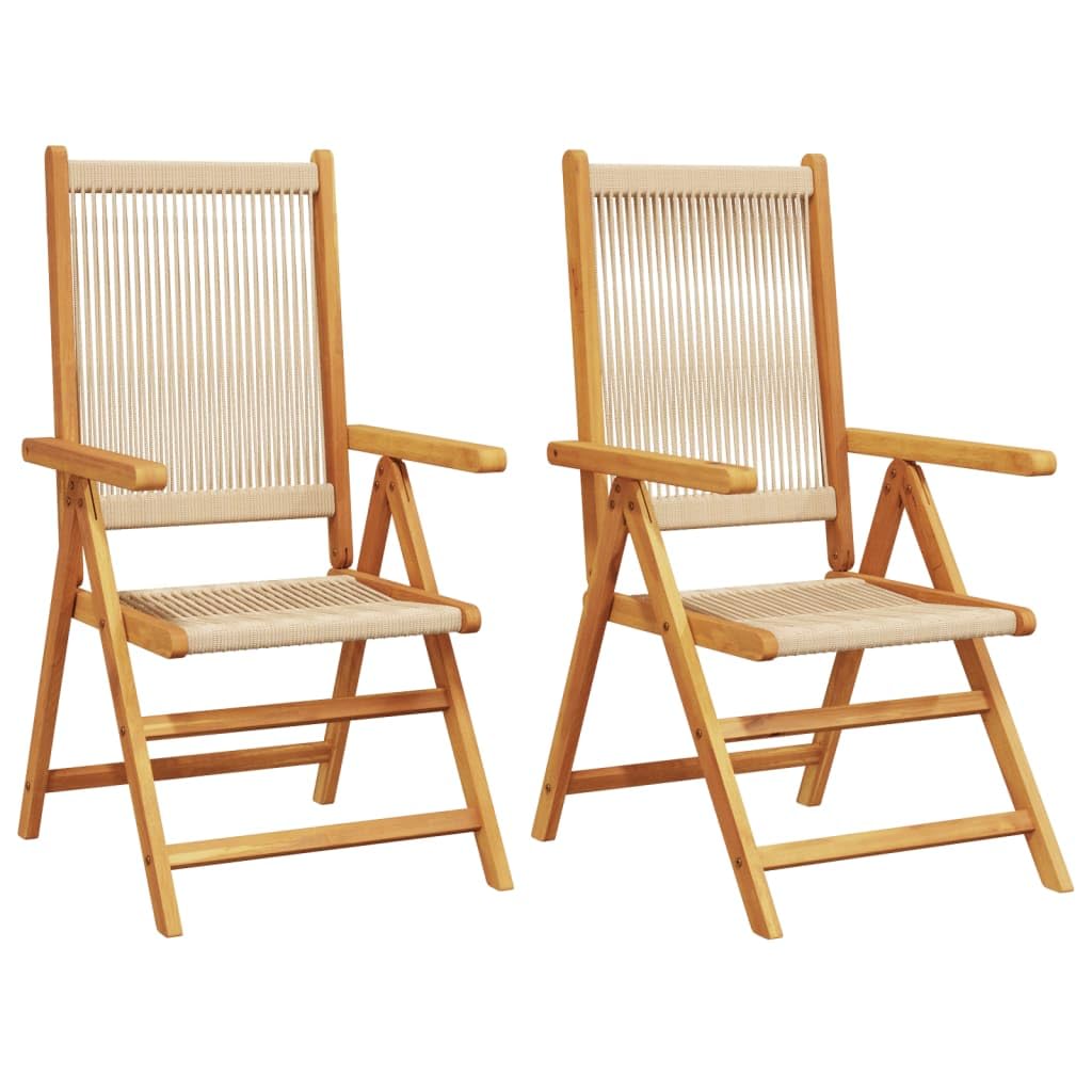 Chaises de jardin lot de 2 beige vidaXL en bois d'acacia et résine