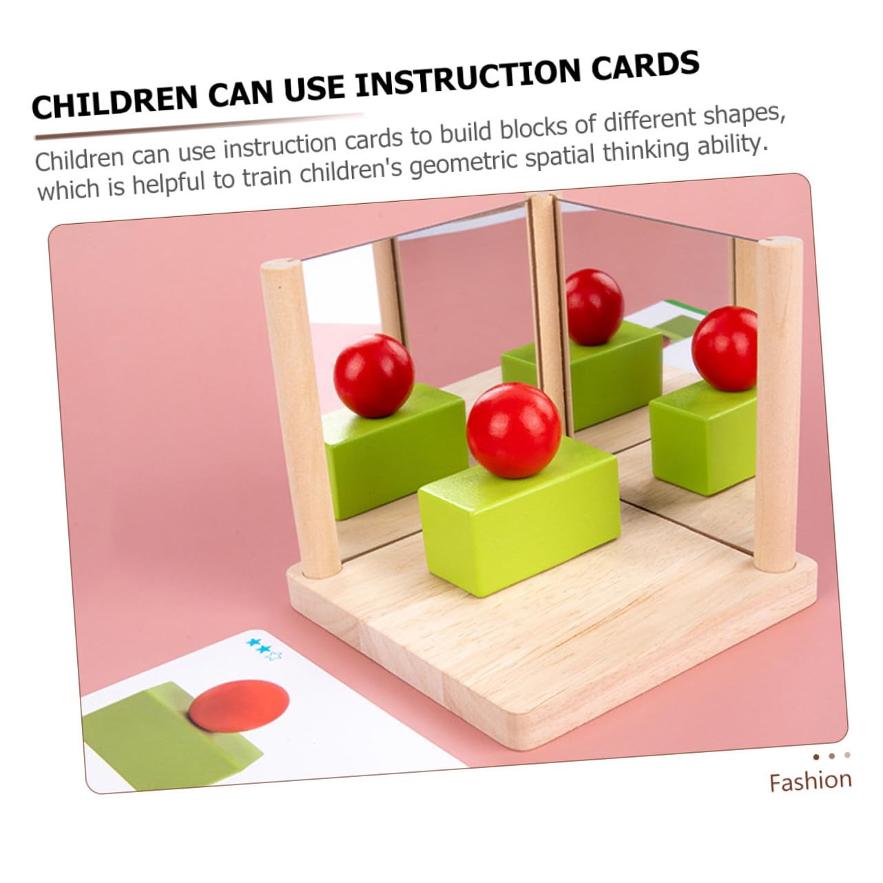 Juego de Bloques de Espejo para Niños, Juguete Cognitivo de Madera Maciza, Tamaño Pequeño, Entrenamiento Lógico y Desarrollo del Pensamiento Espacial, Adecuado para Aprendizaje