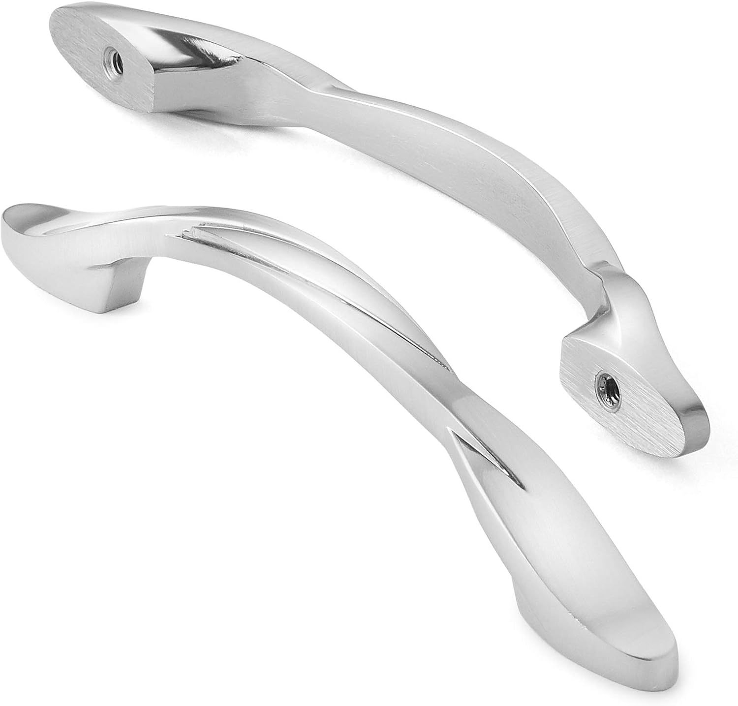 CAULDHAM 10 Pack Solid Braided Kitchen Cabinet Pulls Handles (5" Hole Centers) - Drawer/Door Hardware - Style M260 - Satin Nickel