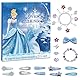 Adventskalender 2025 Kinder Mädchen, 24 Tage Weihnachts-Countdown-Kalender im Frozen-Stil, DIY-Überraschungs Bracelet, Anhänger, Haarschmuck, Ring, Geschenke für Mädchen 6 7 8 9 10 11 12 13 Jahre
