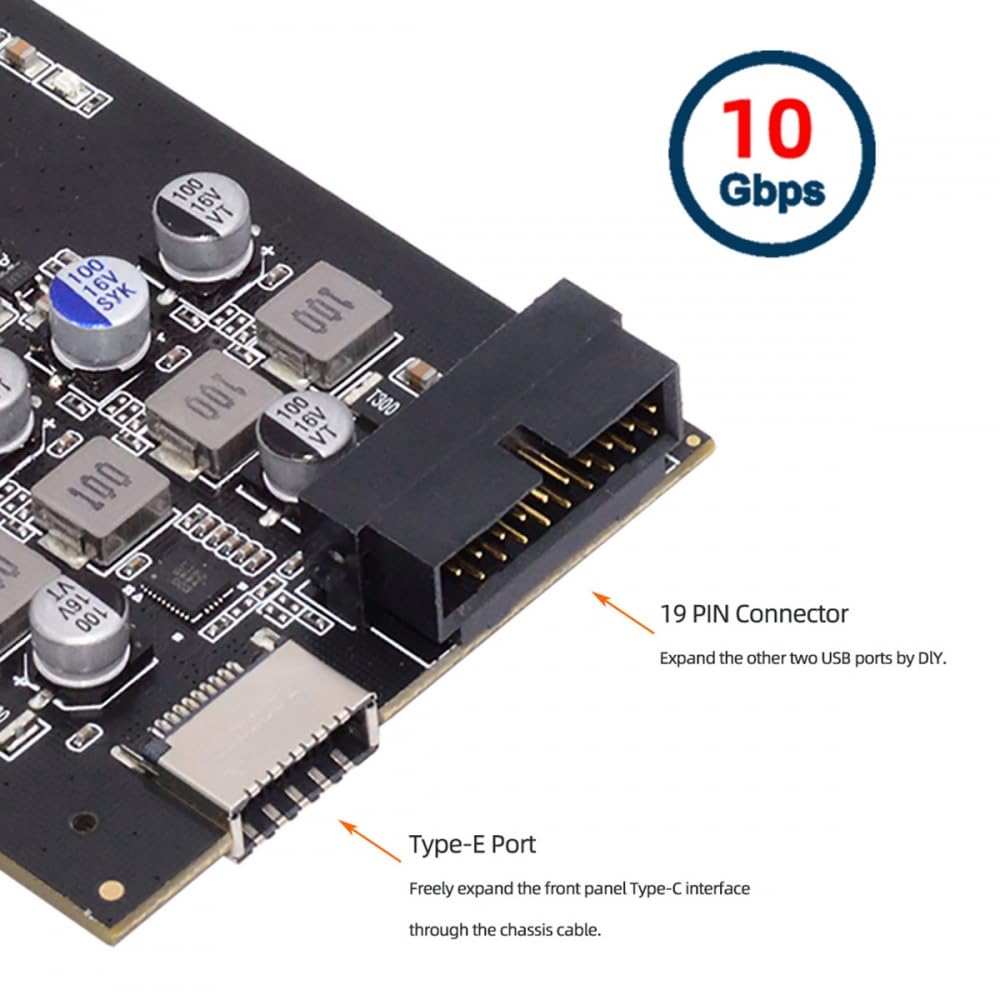 CY Karta typu E USB 3.1 gniazdo na panelu przednim i USB3.0 19-pinowy/20-pinowy i podwójny adapter karty USB-C na PCI-E Express ASM3142 VL822