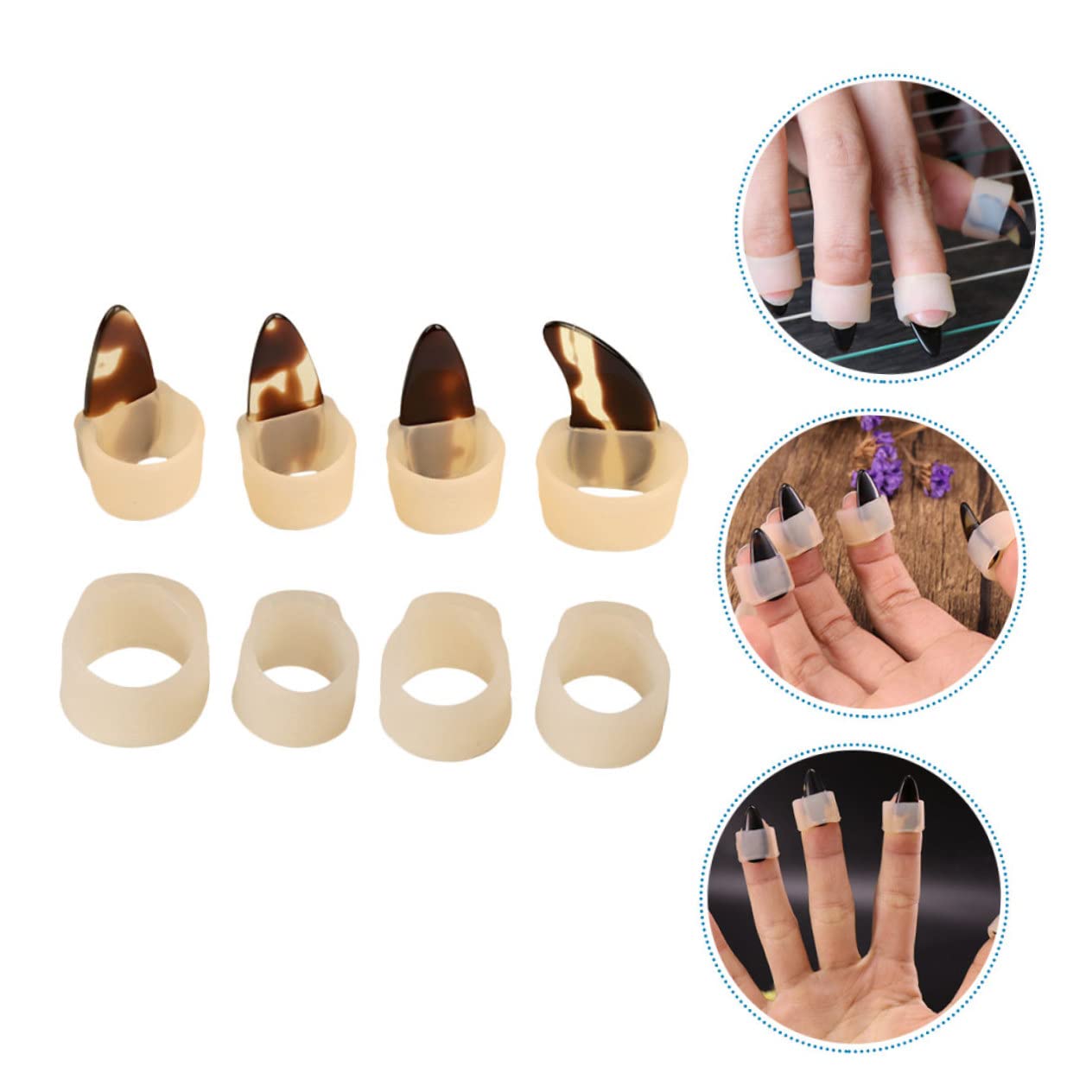 Toyvian 5st Guzheng Nagelset Fingerpicks Aus Metall Plektren Für E-gitarren Daumenpicks Aus Silikon Fingerpicks Aus Silikon Ukulelenpickel Gitarrenpicks Plektrum China Kieselgel Klein Kind