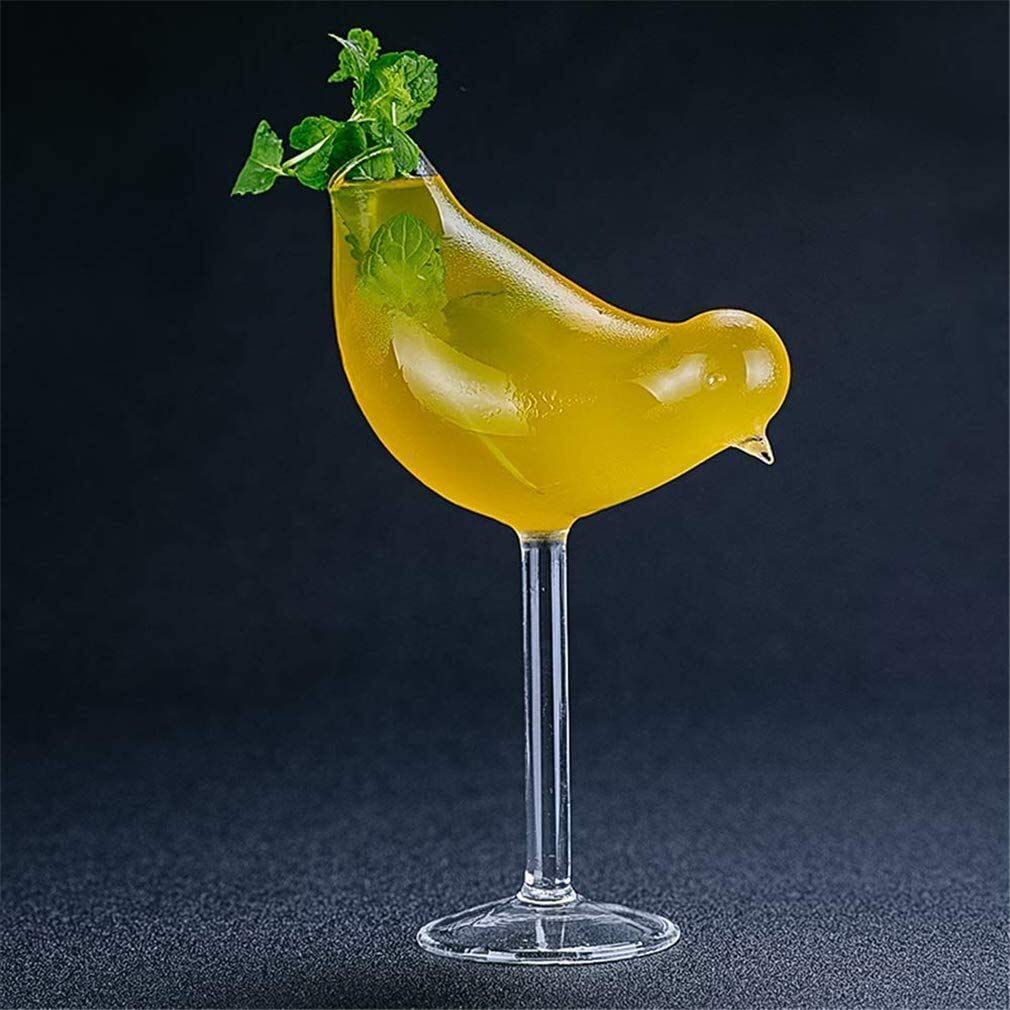 Copa de cóctel, copa de cóctel con diseño de pájaro creativo, copa de cristal individualizada, cristal transparente, juego de jarra de 2200 ml