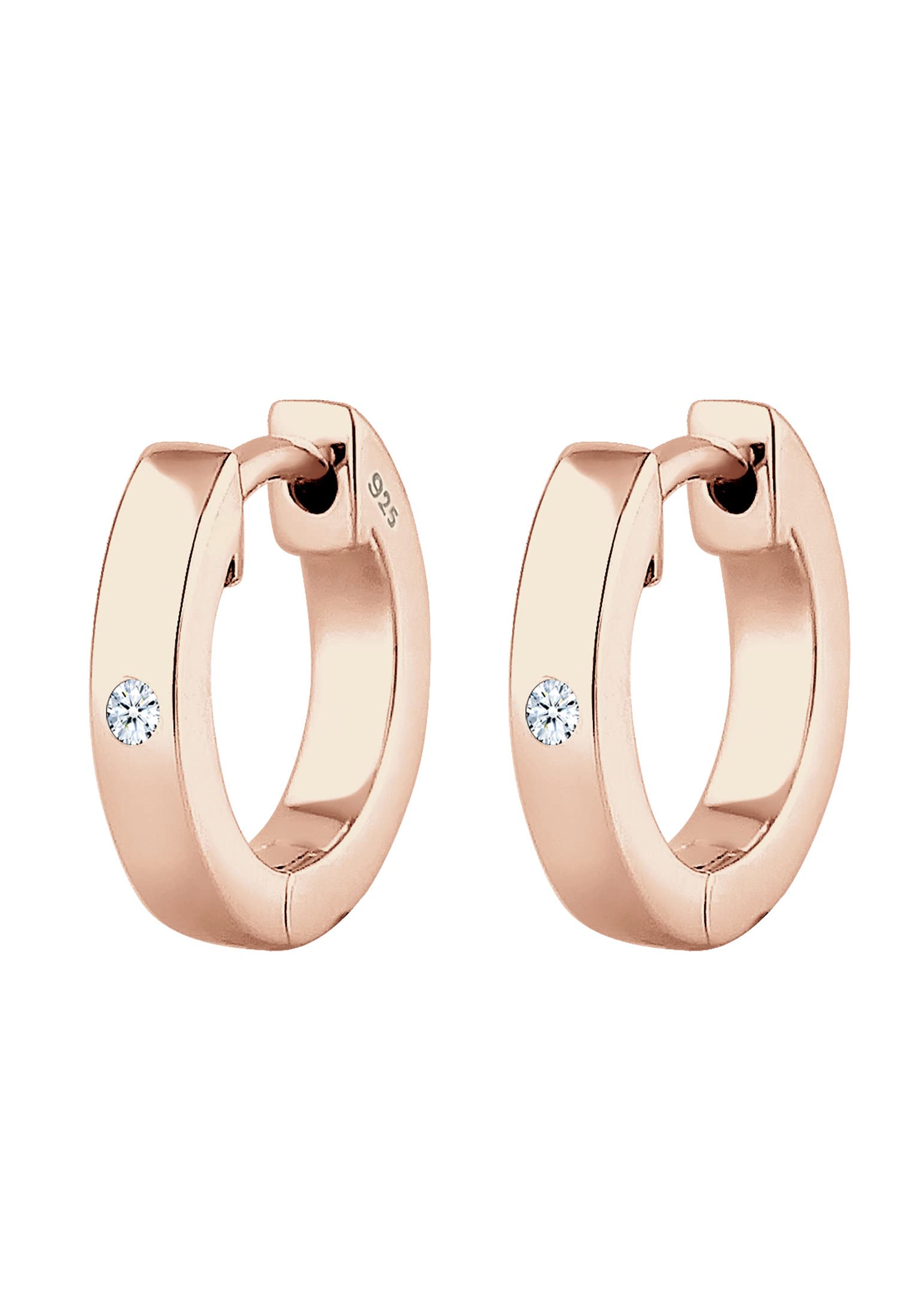 Elli DIAMONDS Earrings Women Creole Basic Diamond (0.03 ct.) in 925 Sterling Silver
