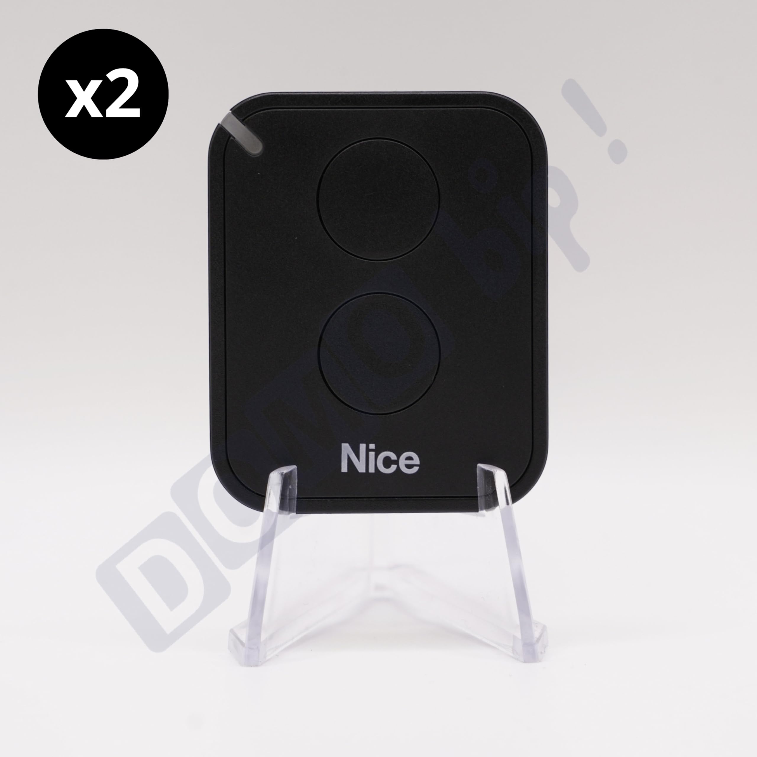 Télécommande pour portails et porte de garage NICE FLO2RE - 2 canaux 433.92 mhz - Rolling code - Compatible récepteurs flox2r/floxi2r/ox2/ox4t/oxibd (Noir Lot de 2 télécommandes)