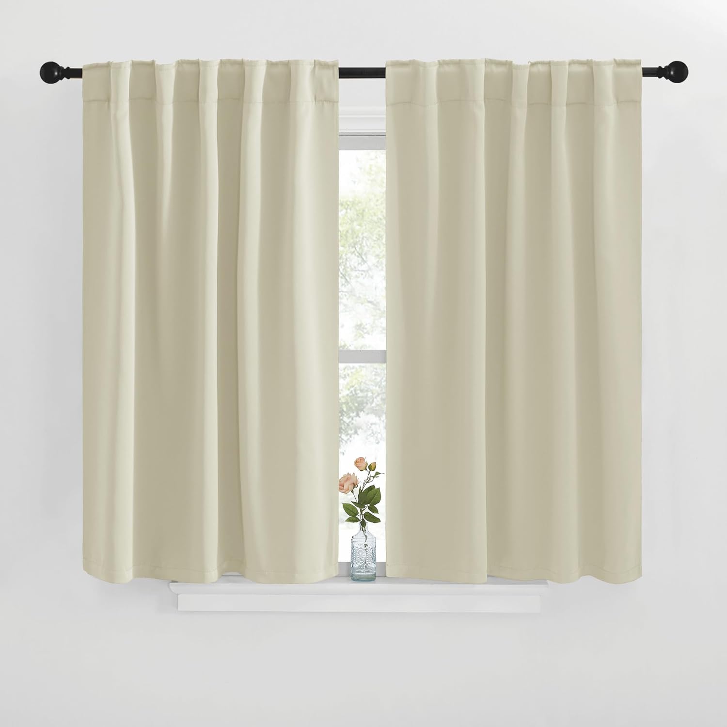 NICETOWN Blackout Window Curtains for Living Room - (Beige Color) 42x40 Inch, 2 Panels Set, Thermal Insulated Room Darkening Blackout Drapes/Draperies with Rod Pocket & Back Tab for Loft Beige 42"W x 40"L (Pack of 2)