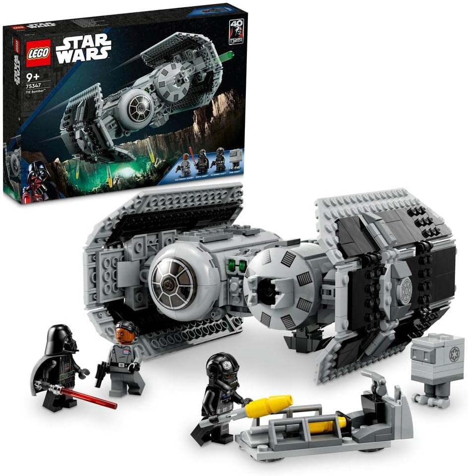 LEGO 75347 Star Wars TIE Bomber Model Building Kit, Starfighter with Gonk Droid Figure & Darth Vader Minifgure with a Lightsaber, Ramadan Gift Idea for Kids