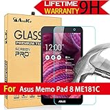 Asus Memo Pad 8 ME181C Glass Screen Protector, AnoKe (0.3mm 9H)[Lifetime Warranty] Tempered Glass Screen Protector Film Shield Guard For ASUS MeMO Pad 8 ME181C Glass