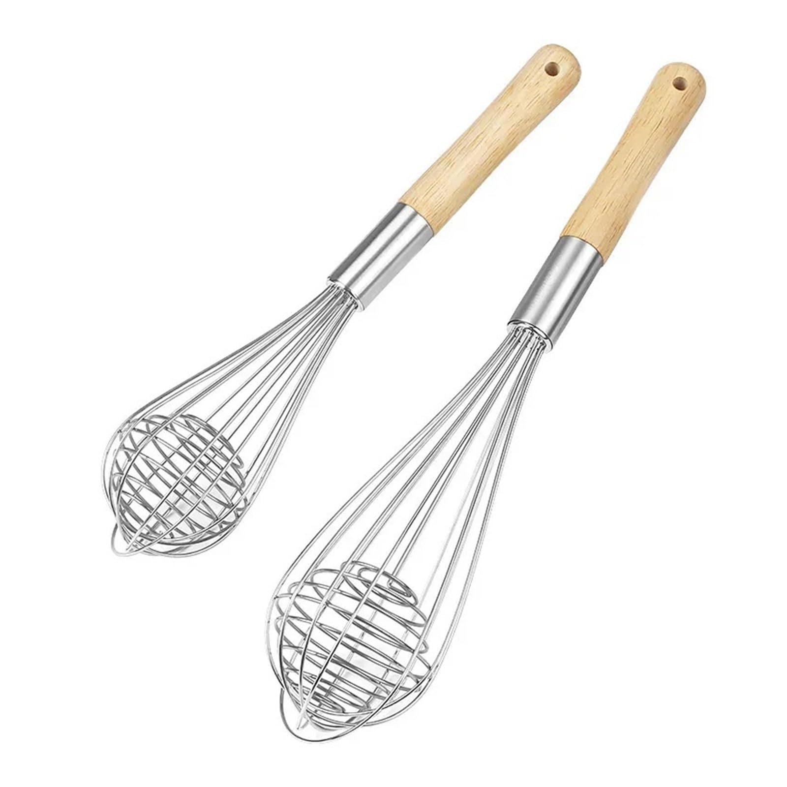 Frusta for uova in acciaio inossidabile con manico in legno Miscelatore manuale for panna e agitatore for impasto for cucina(10inch Egg Beater)