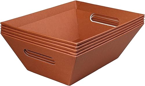 Paquete de 5 cestas marrones de 8 x 10 pulgadas para regalos vacías, cestas con asas, regalo, condolencias, desayuno, ocasión, vacaciones,