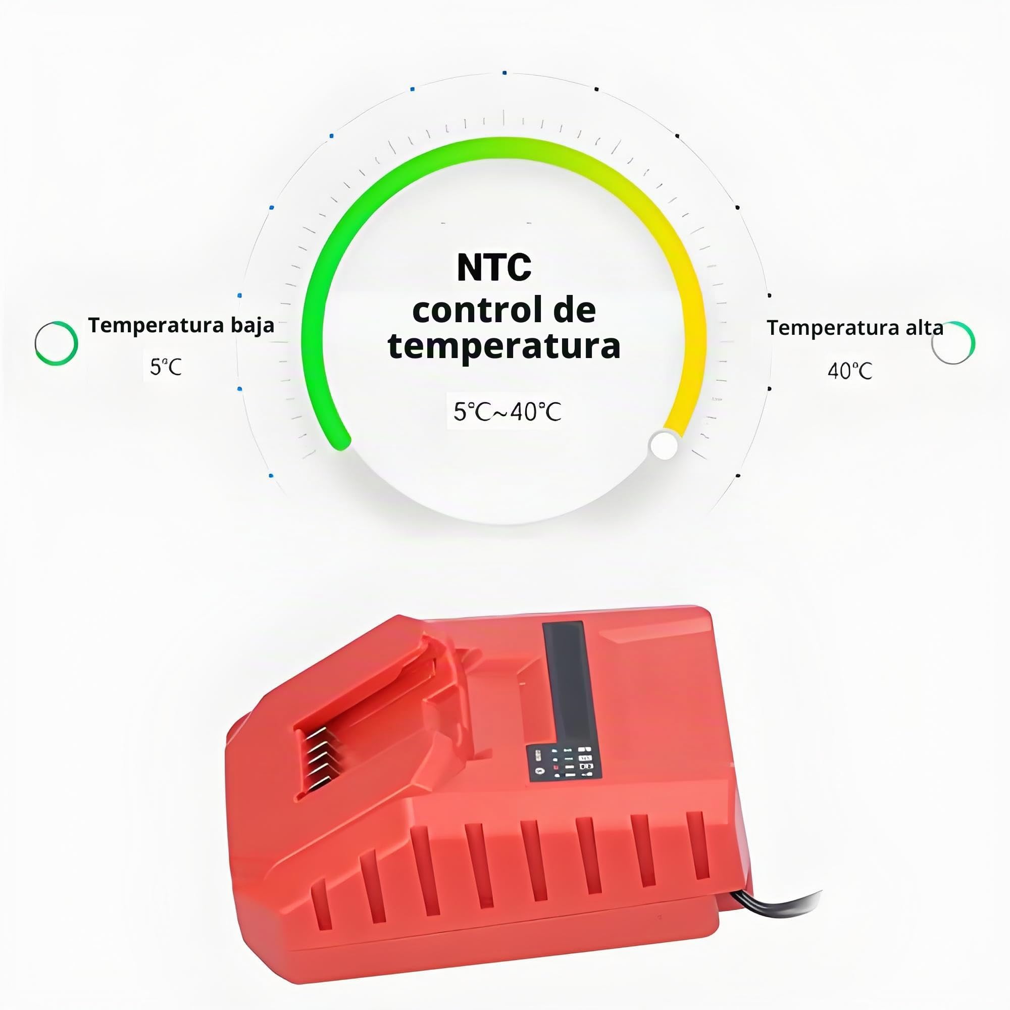 Cargador de Batería 100‑240V Cargador Portátil de Repuesto Accesorios para Herramientas Eléctricas para Hilti Salida 10.8V 4A(EU Plug)