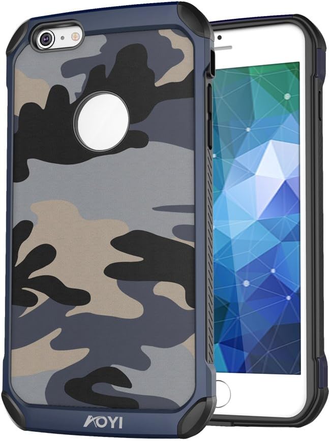 AOYI iPhone 6 Plus Case High Impact Resistant Shock Absorption Dual Layer Army Tough Armor Defender Case Cover for Apple IPhone 6 Plus 5.5 Inch Screen (Camouflage Series) (Specops Blue)