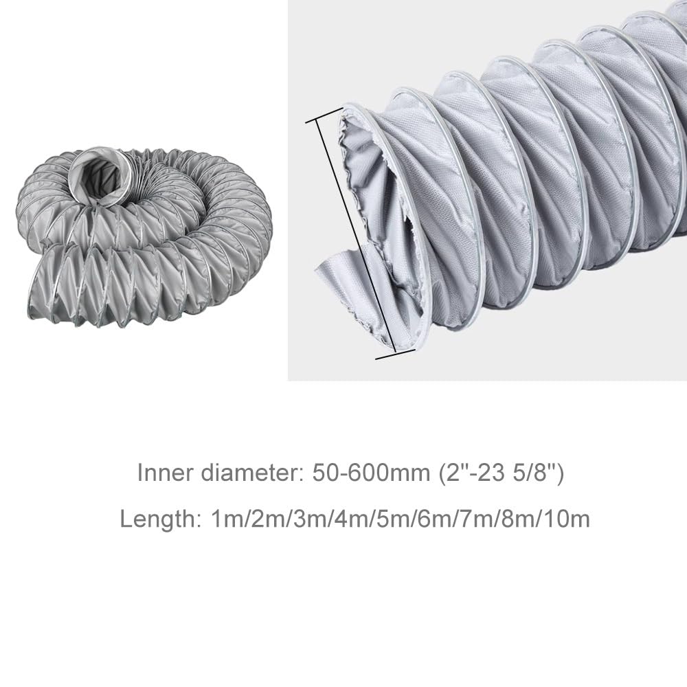 Manguera flexible ignífuga para conductos HVAC – 2 pulgadas, 4 pulgadas, 5 pulgadas, 6 pulgadas, 10 pulgadas, 12 pulgadas para secadora, caravana, horno – 19.7 pies (L-6 m) solución de ventilación de
