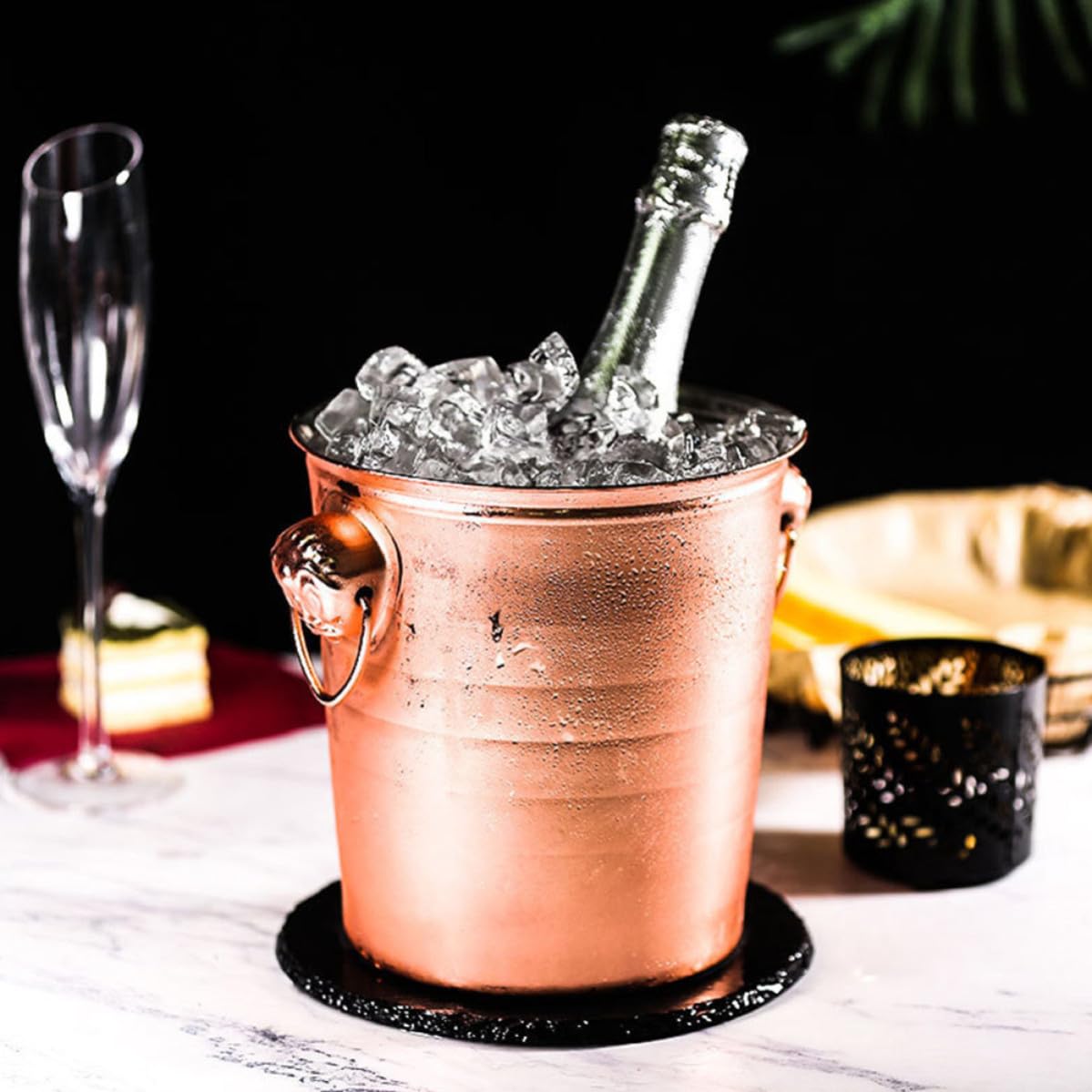 Cubo de Hielo de Acero Inoxidable Doble Asa 7l para Bar