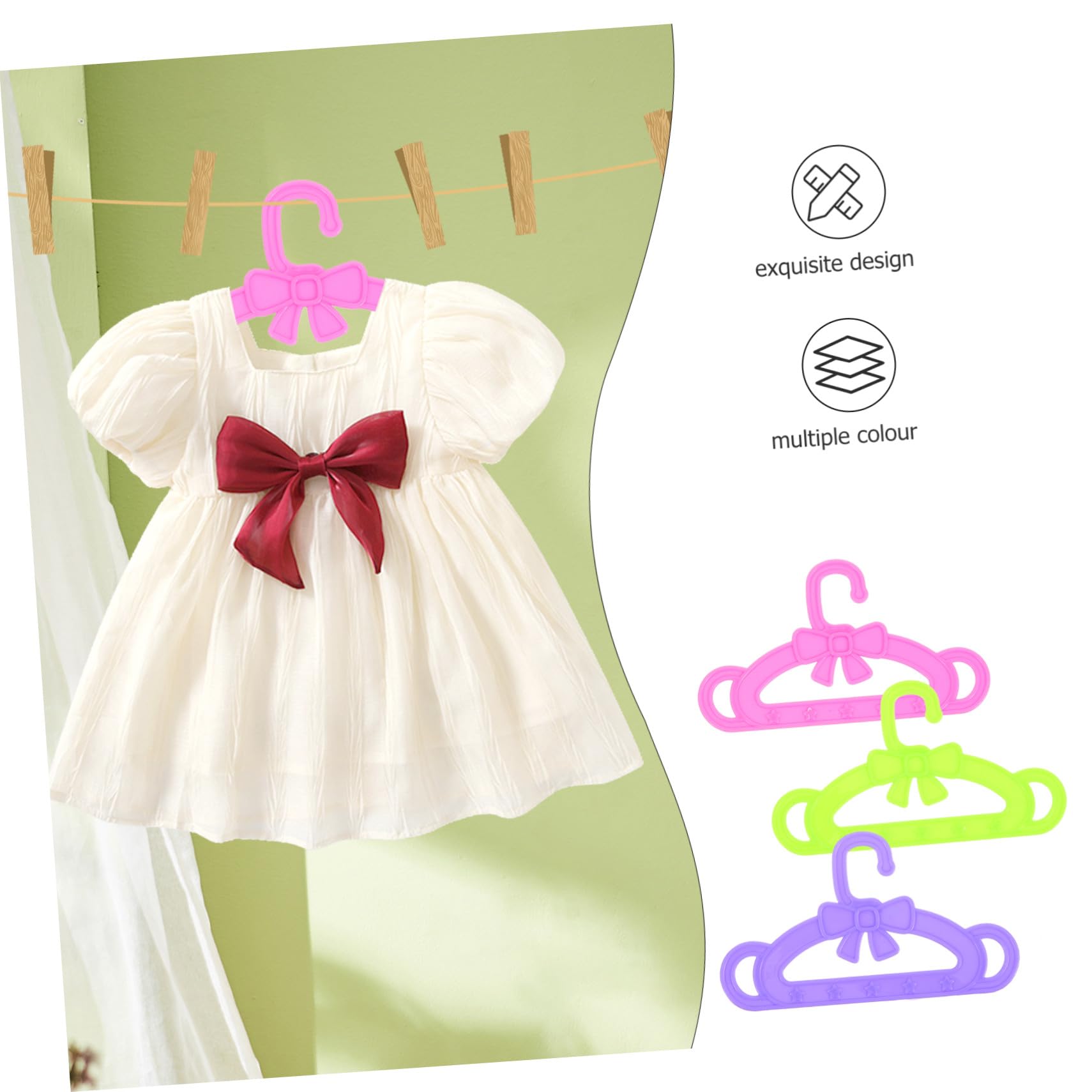 Perchas de Plástico para Ropa de Muñecas de 18 Pulgadas, 15 Piezas | Accesorios para Muñecas, Adecuado para Habitación Infantil Ñiño, en Colores Surtidos