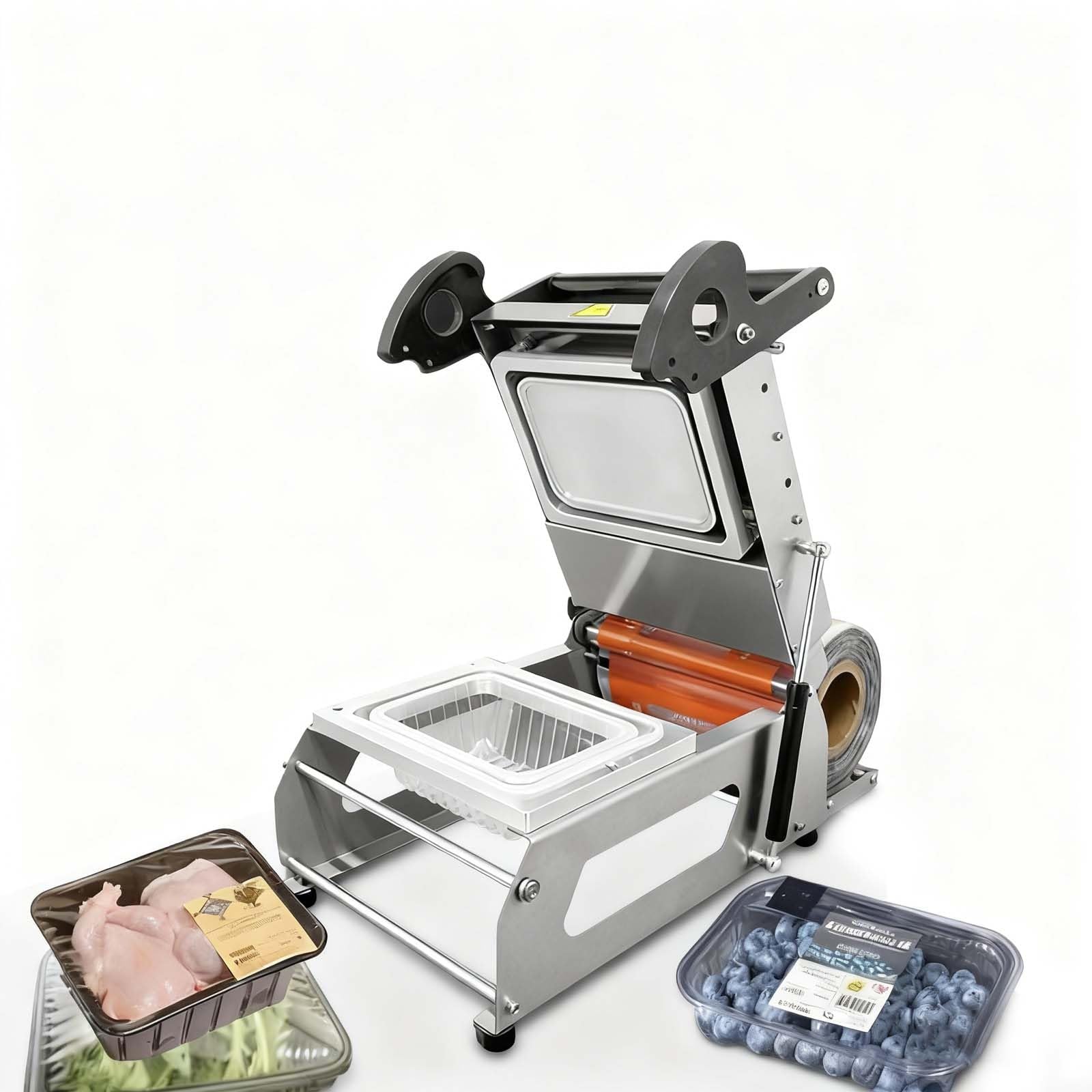 Machine à sceller à chaud manuelle pour emballage alimentaire, rouleau de 180 mm de large, idéal pour les boîtes et plateaux à emporter