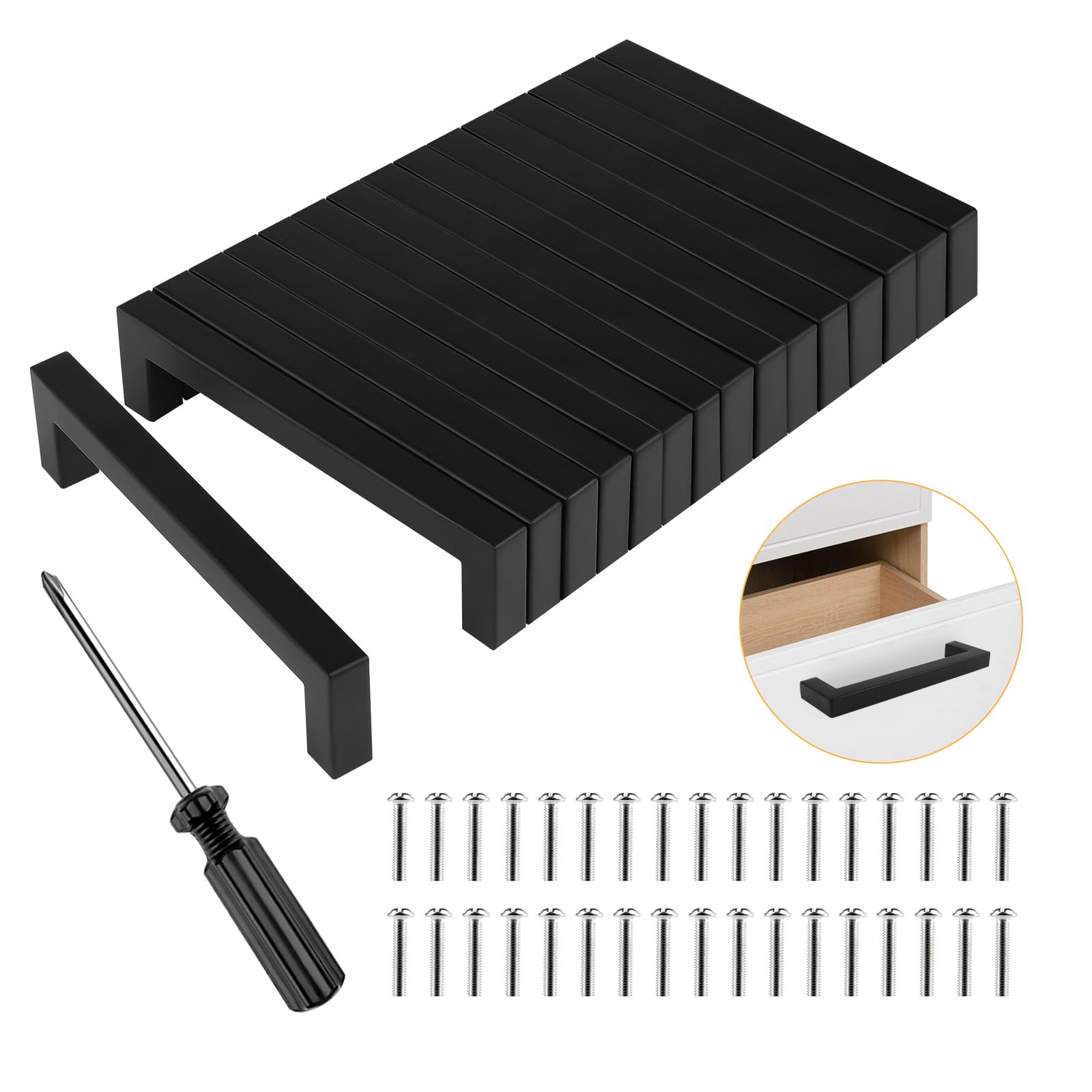 Tiradores de cocina de 128 mm en acero inoxidable para renovar armarios y cajones, pack de 16