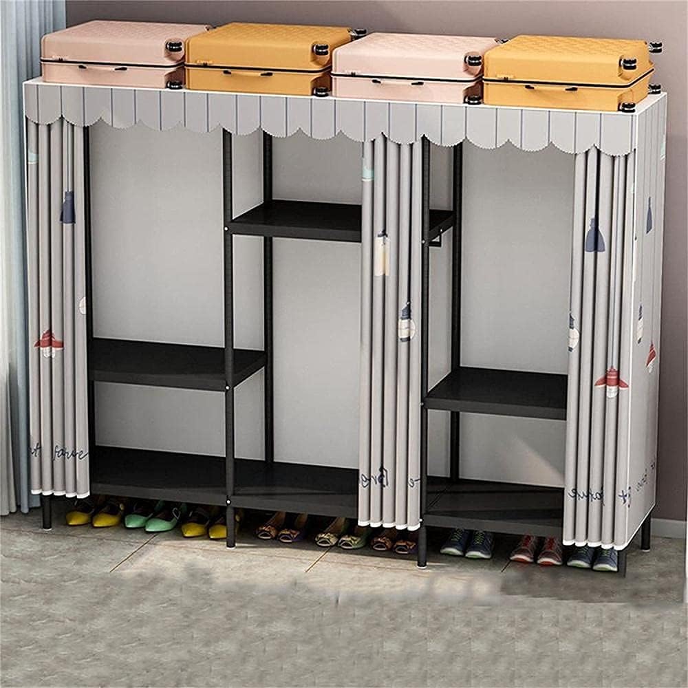 Home Closet Simple Open Fabric Wardrobe Stable Metal Bracket Prime Wardrobe Clothes Rack (Size : 175 180 45CM) (175 * 180 * 45CM)