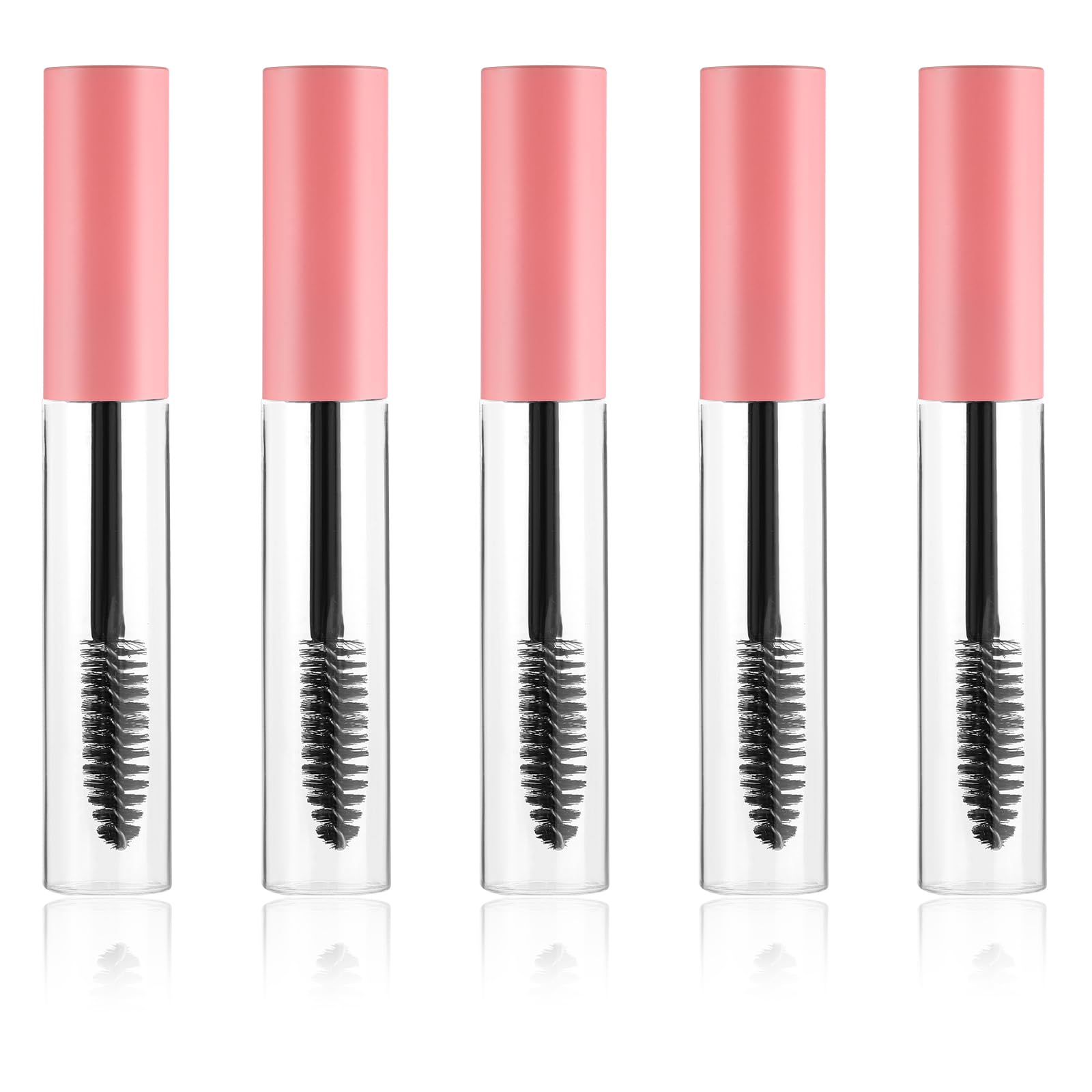 5 Pack 10ml Empty Mascara Tube with Brush Wand Mascara Tubes Empty for Castor Oil Refillable Eyelash Cream Container Premium Eyelash Cream Container Bottle with Leak Stoppers (pink)
