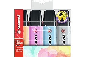 Stabilo Pastel Highlighters - Four Vibrant Pastel Shades Enhance Your Notes