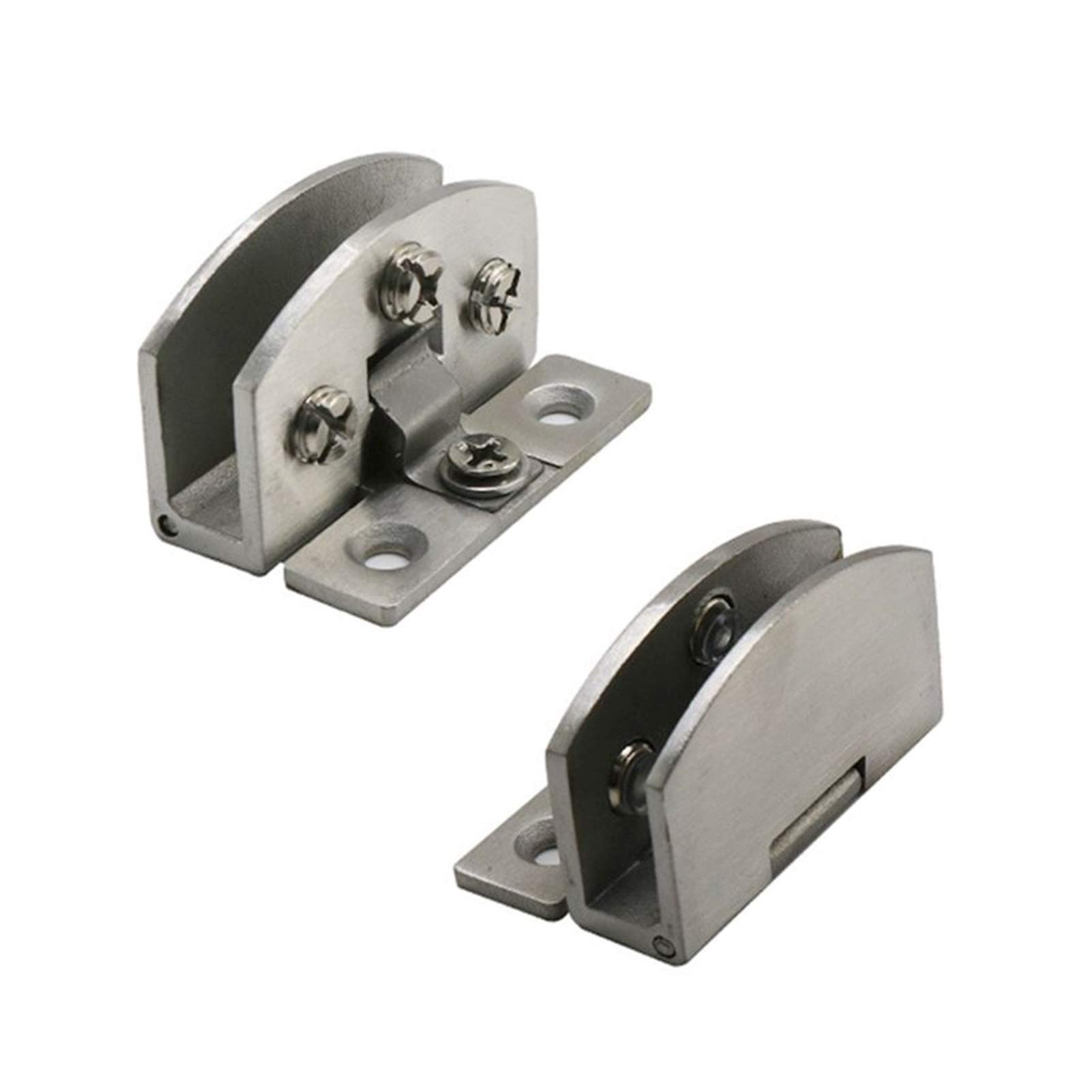 Shundeed Silver 2Pcs No Drilling Heavy Duty Clamp Hinge Zinc Alloy Wine Cabinet Glass Door Hinge,Smooth, Quiet Motion(,Small)