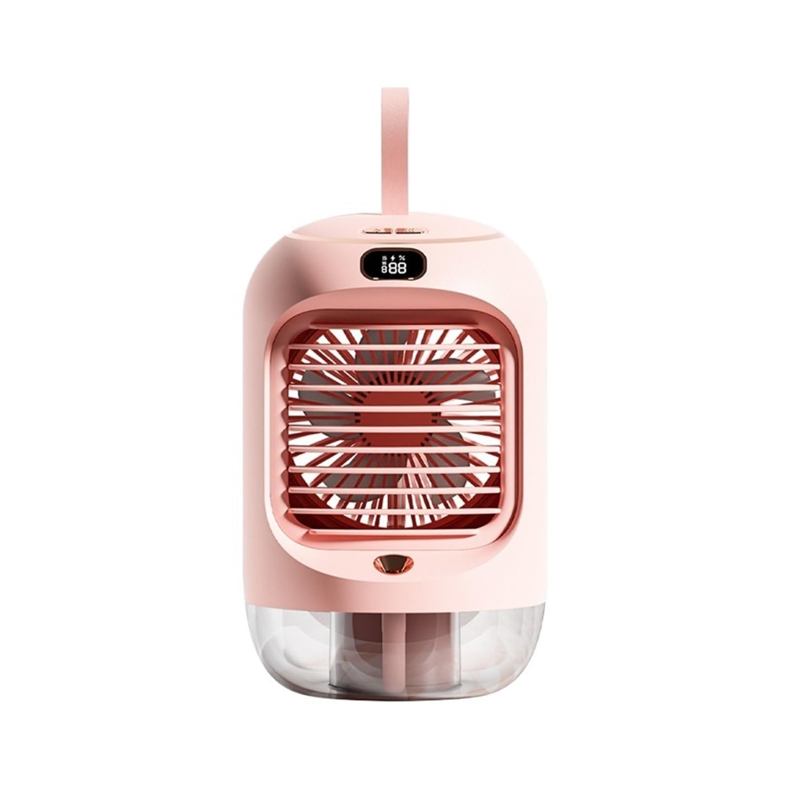 Portable Desktop Fan USB Rechargeable Household Desk Mute Air Cooler Conditioner Mini Electric Mist Humidifier Hydrocooling Fans Airflow Comfort Refreshing Breeze(Pink 3600mAh)