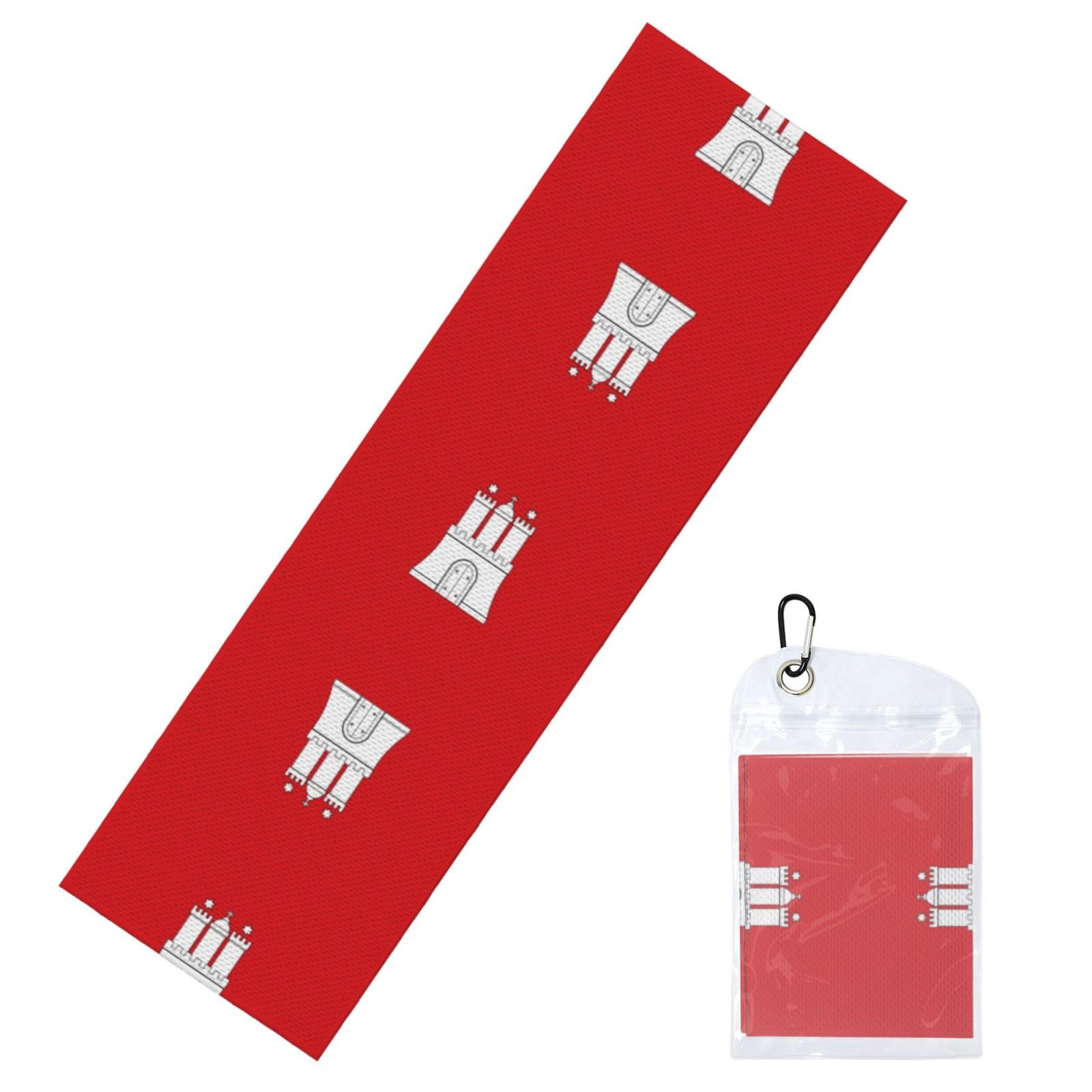 HGIUYDRD The Hamburg Flag Print Cooling Sports Towel with PVC Carry Bag for Gym, Beach, Golf and World Cup Events