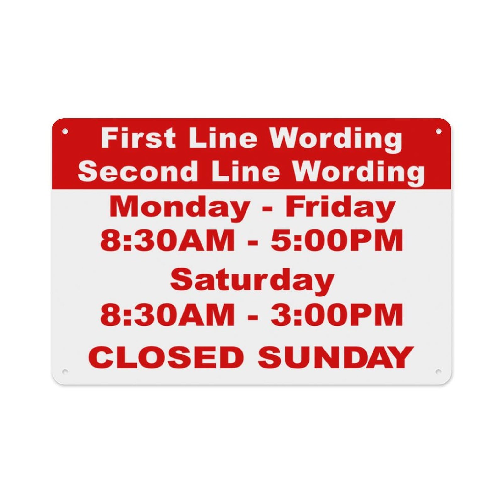 peiyeety Custom Business Hours Sign Aluminum Tin Warning Signs for Home Outdoor Garden 8X12 Inches