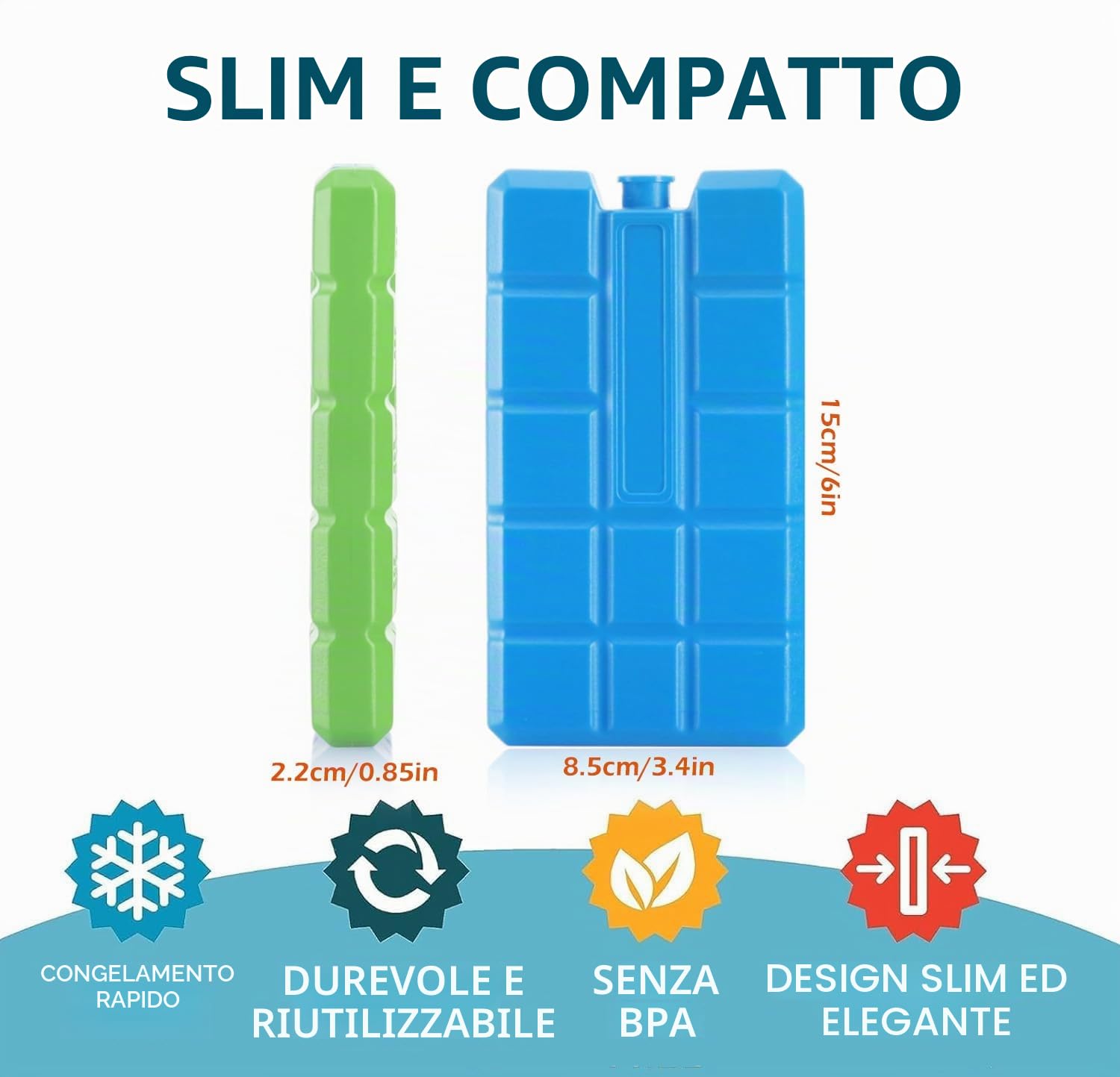 Bacone refrigerante per borsa refrigerante, 2/4/8 pezzi da 200 ml, elemento refrigerante riutilizzabile ultra sottile, adatto per esterni per mantenere gli alimenti freschi