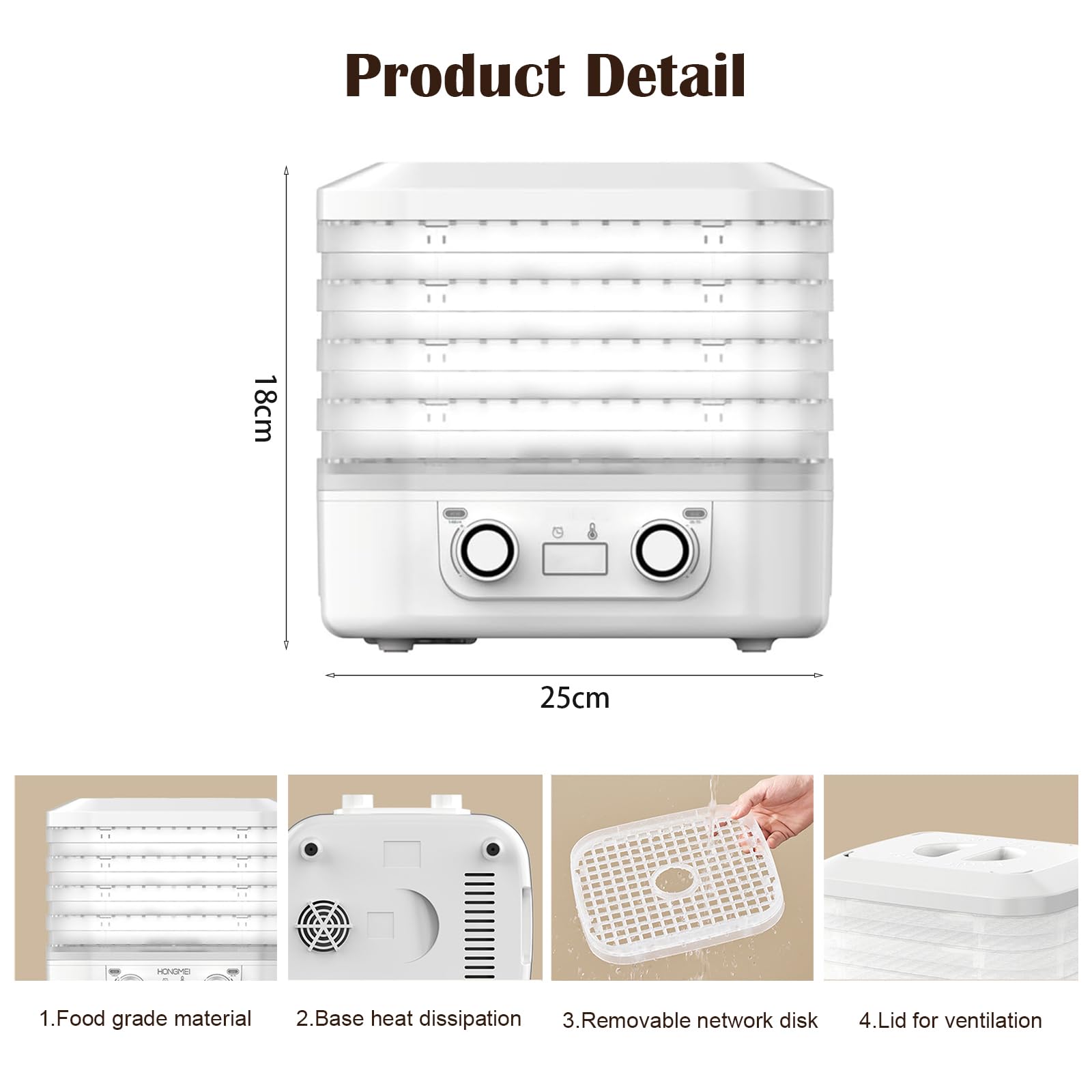 Essiccatore Alimentare MeYuxg 5 Piani - 160W, Timer 48h, Temperatura 35-70&deg;C