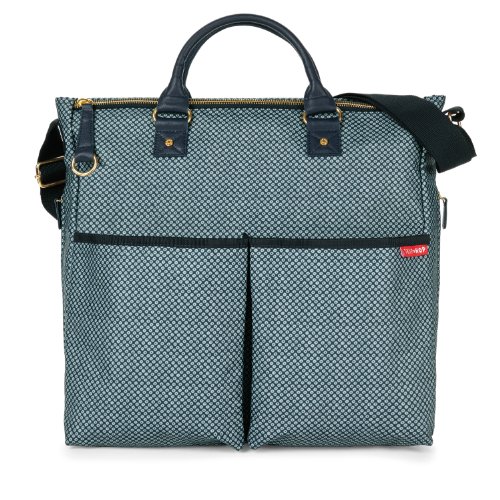 Image of Skip Hop Duo Signature Carry All Travel Diaper Bag Tote with Multipockets, One Size, Blue Pinpoint