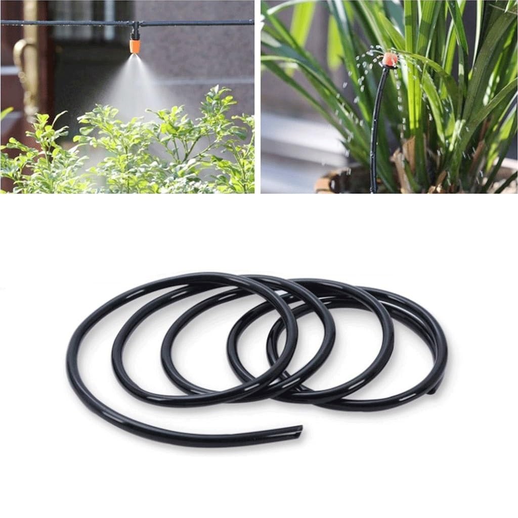 Cinta de riego por goteo, tubo de PVC de 1/4 pulgadas para jardín, sistema de nebulización, negro, longitud flexible de 5 a 80 m para riego y refrigeración eficientes