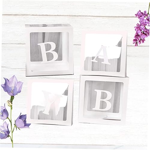 Miniatura 9 de Caja de 4 piezas de decoración de baby shower, bloques transparentes para caja decorativa transparente, cajas de fiesta de bebé, cajas de baby