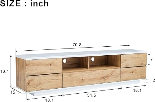 Miniatura 2 de Merax Soporte de madera para TV, centro de entretenimiento con armarios de almacenamiento y estantes abiertos, moderna mesa consola de TV para