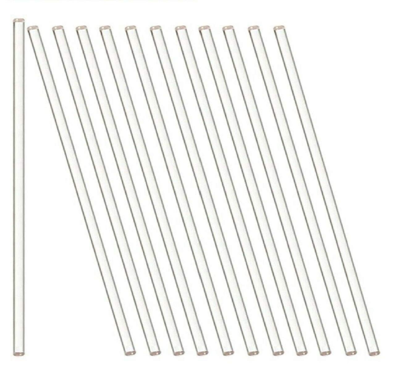 Pack of 12 Lab Glass Stirring Rod 8 inch (200mm) Length with Both Ends Round for Science, Lab, Kitchen, Science Education (12)