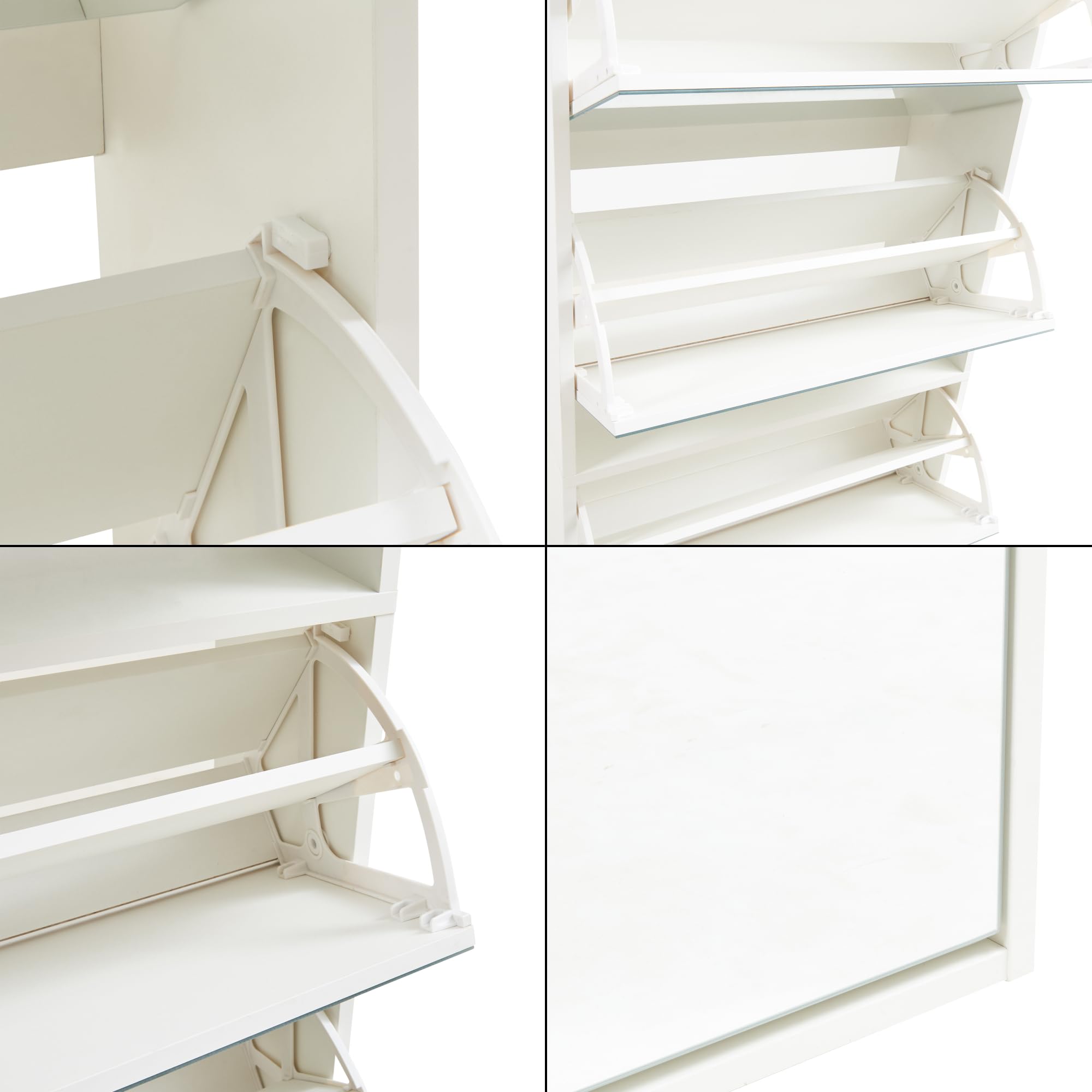 [en.casa] Armario Zapatero con Espejo Lund Mueble Zapatero con 5 Puertas Abatibles Organizador de Zapatos para 20 Pares de Calzado 169 x 60 x 24 cm Blanco