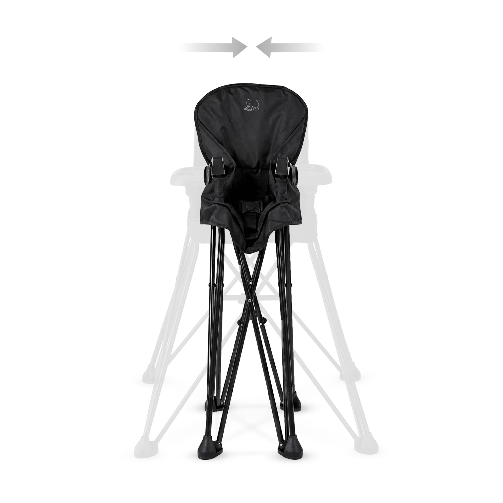 Deryan Pop 'N Sit Trona Plegable con Asiento Incluido, Ligera y Estable, con Bandeja, Lavable, Negro, para Bebés a partir de 6 Meses
