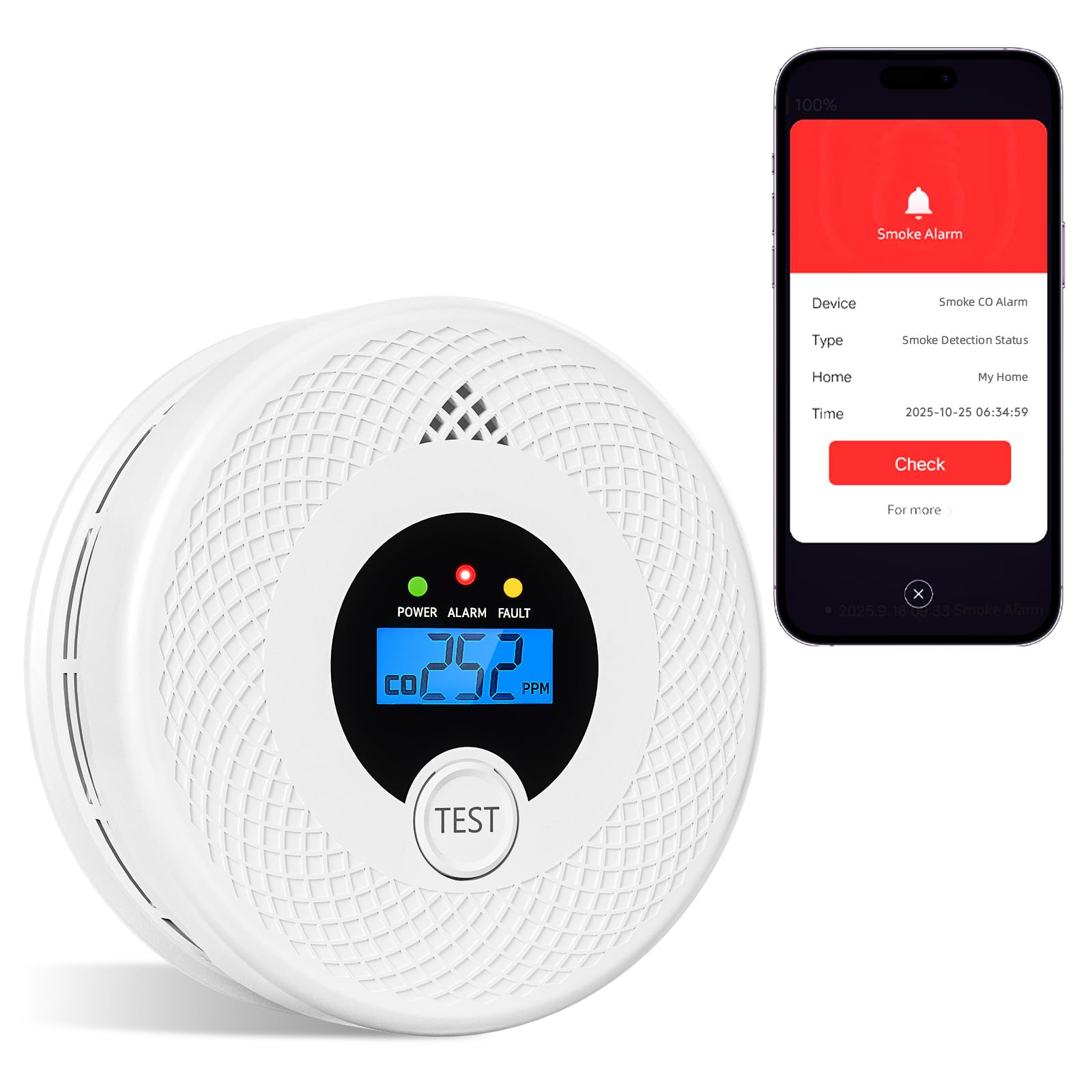 Soewolit Smart Smoke and Carbon Monoxide Detector (1-Pack)