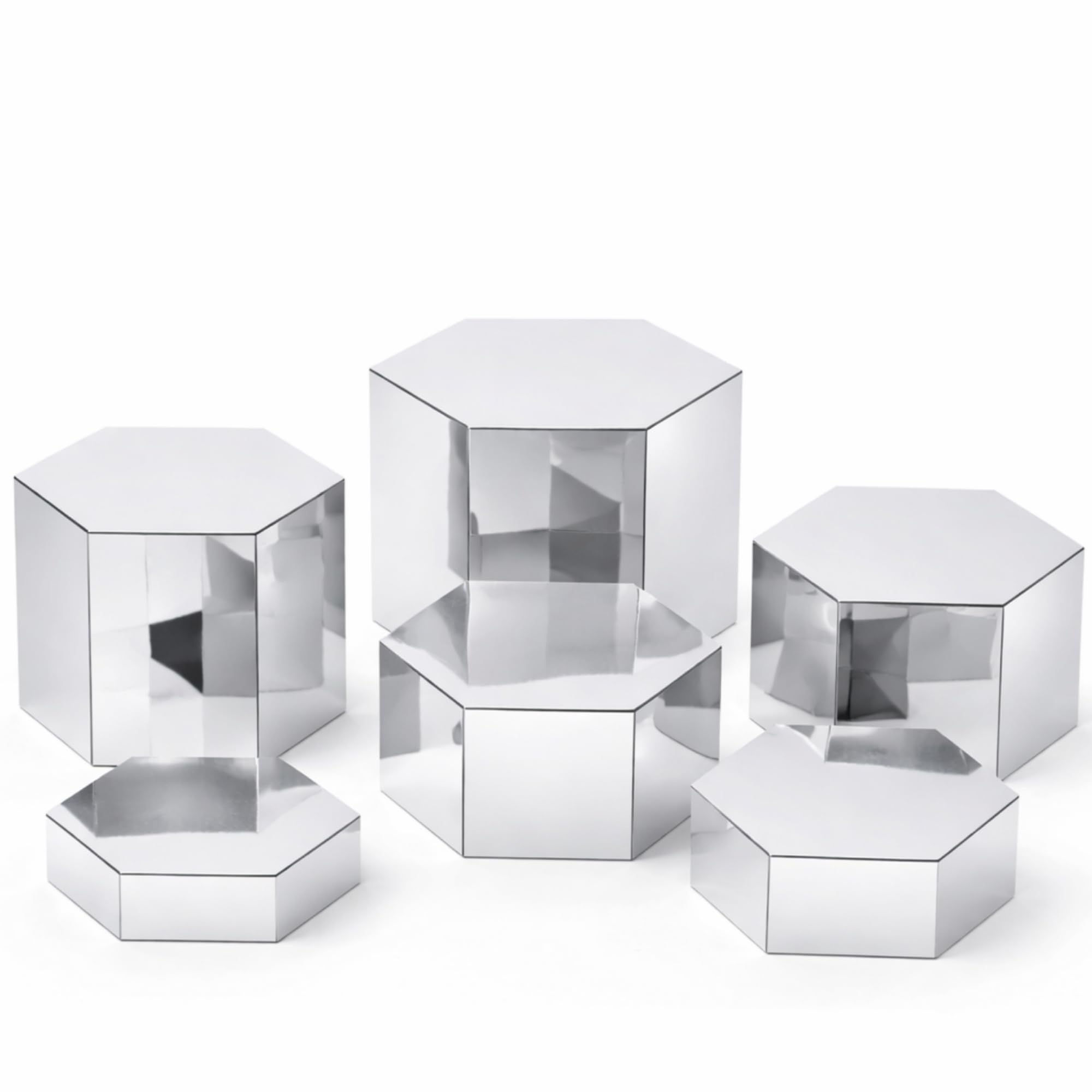 Jetec 12 Pcs Hexagonal Jewelry Display Risers Acrylic Stands,Silver