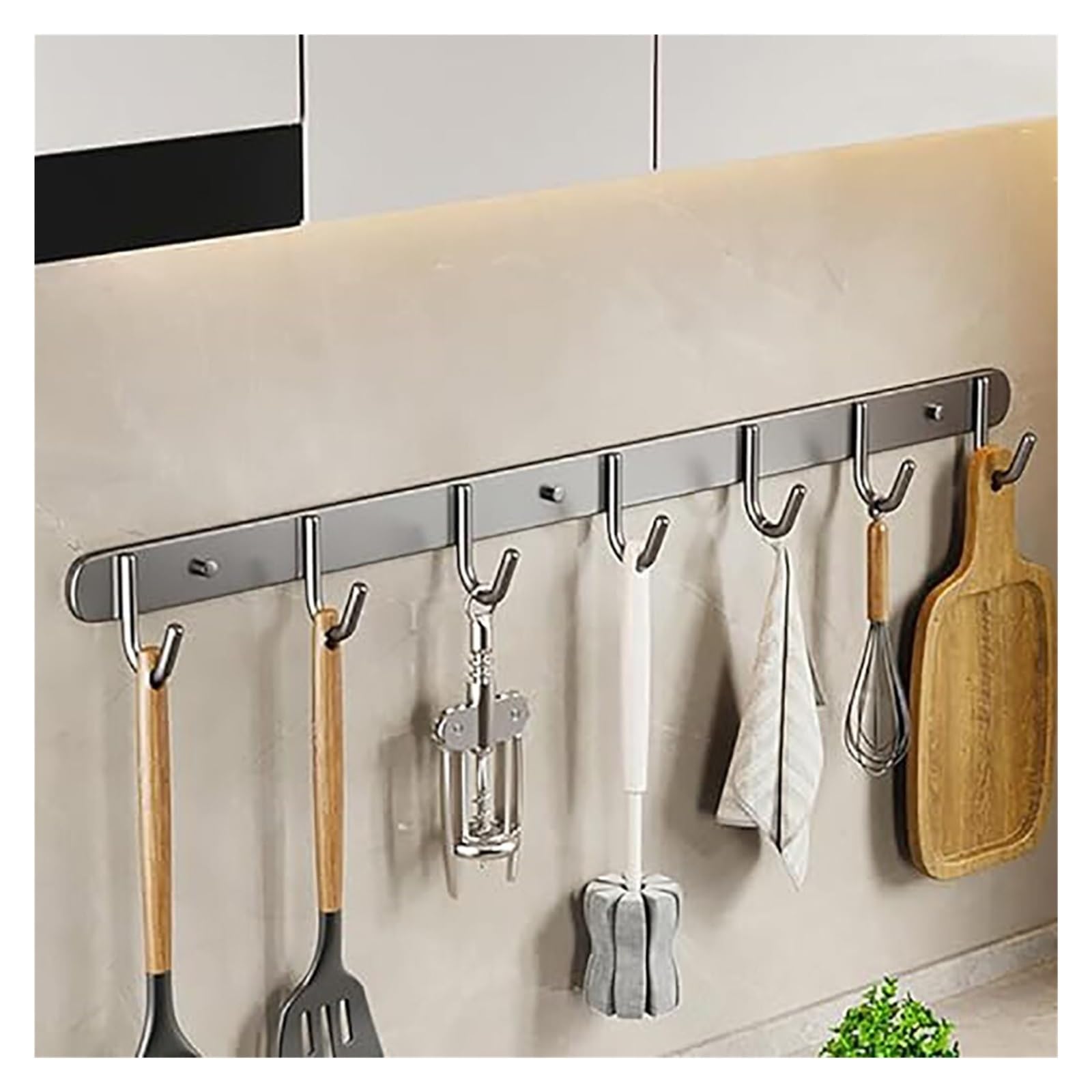Küchenhaken, Küchenstange Mit Haken, Utensilienhalter, Wand-Utensilienregal, Küchenhaken For Utensilien, Utensilienhaken Küchen Organizer(Gray,50CM)