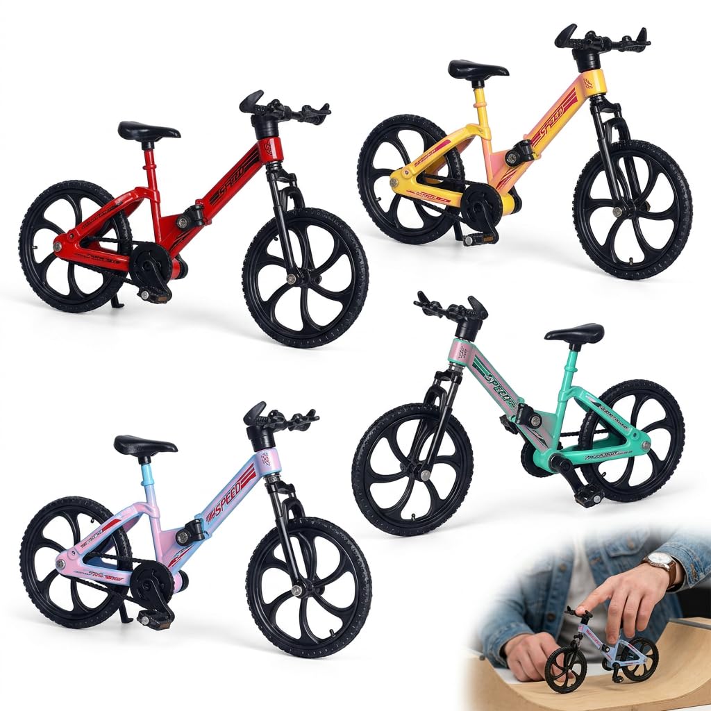 WsiQxuc 4-Piece Finger BMX Toy Bikes Set, Mini Mountain Bike Models