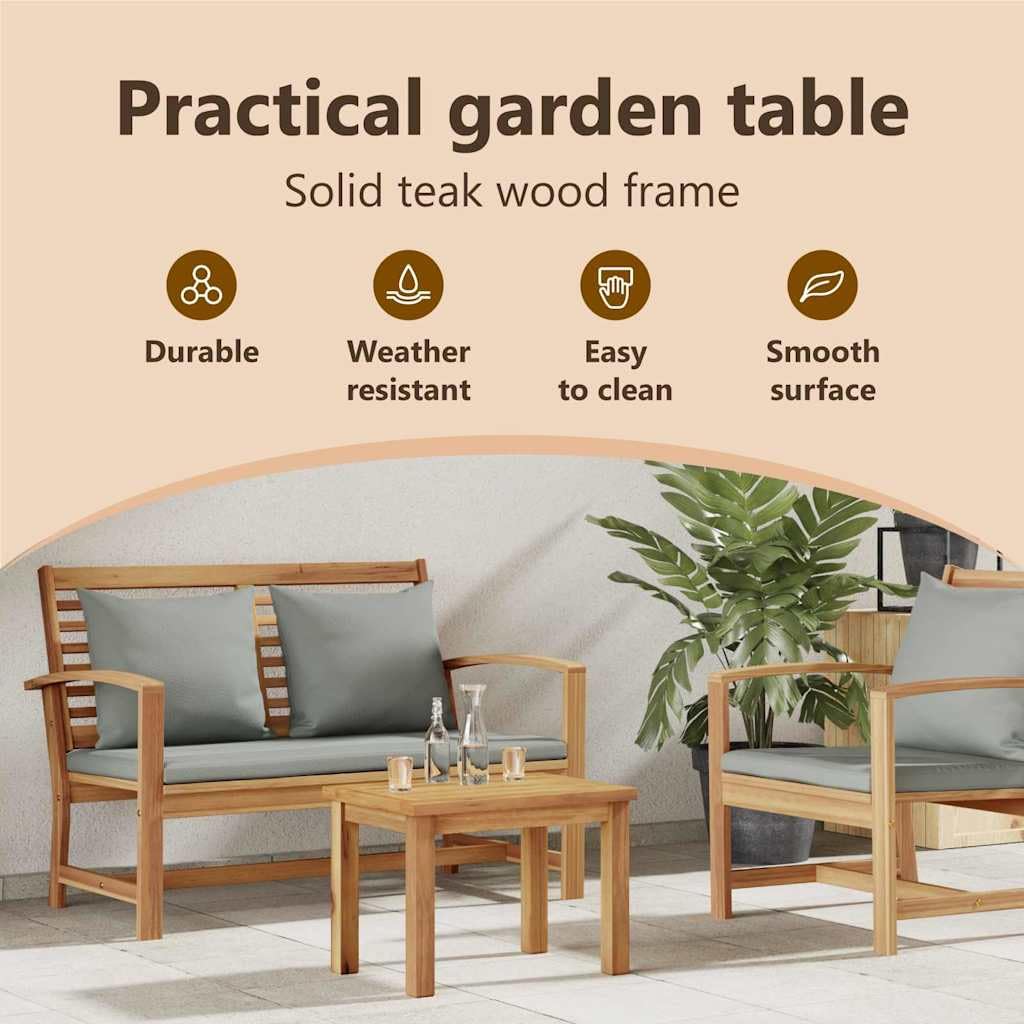 vidaXL Couchtisch Braun 50 x 35 x 36 cm Massivholz Teak, Garten und Terrasse, moderner Couchtisch, Outdoor-Möbel aus Teakholz, zeitgemäßes Wohnen