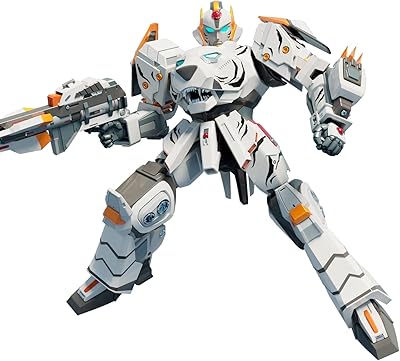 GAGINAN White Tiger Warrior Turn into Robot Toy, Sagacious Animal Robot Action Figure, 10-inch Grey Deformation Robot Figures, Disassembly Toys for Boys & Girls Age 6+(Grey-Black)