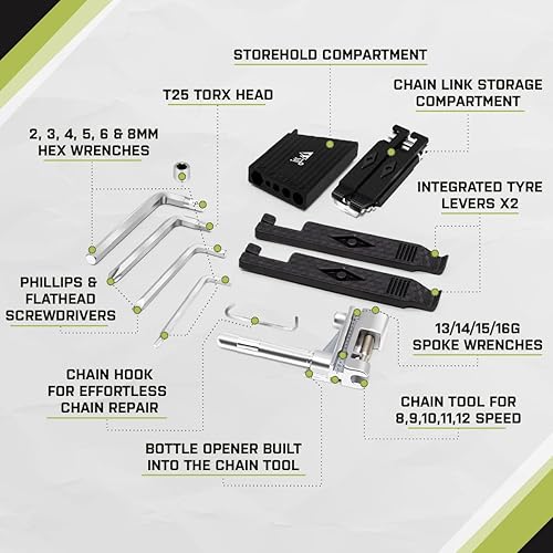 Miniatura 2 de JRC Components Herramientas de bicicleta  Juego de multiherramientas compactas de ciclismo para bicicletas  Kit multiherramientas ligeras para