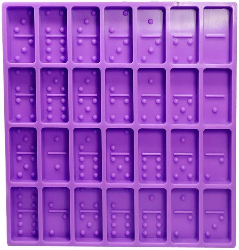 AMSS Domino Molds for Resin Casting, Jumbo Size 28 Cavities, DIY Silicone Mold, Purple, Silicone Construction