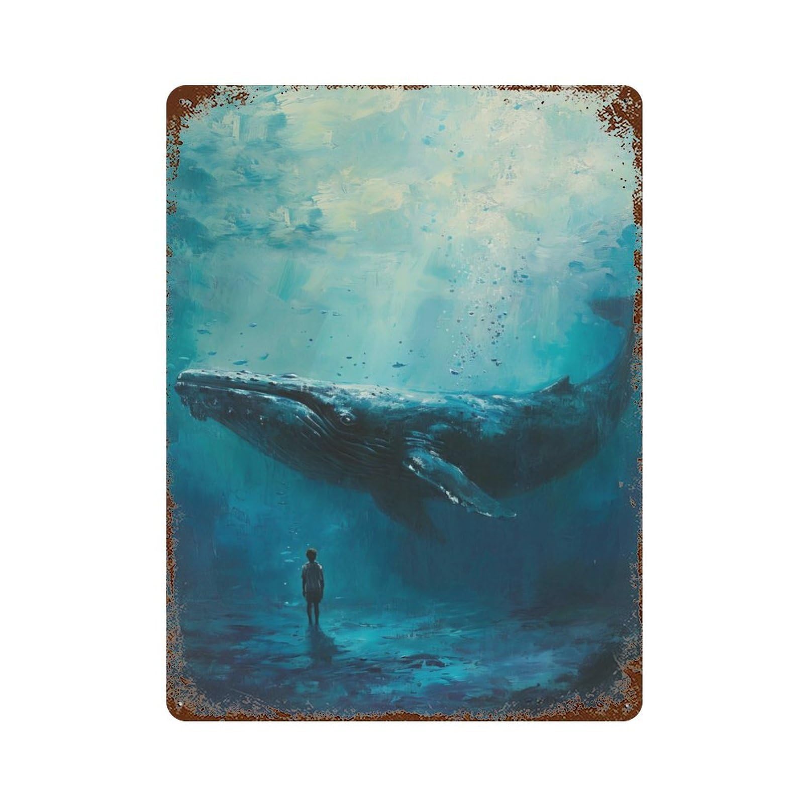 Whale Whispers Boy Dreams Retro Metal Sign 15.7"x11.8", for Pub, Kitchen And Man Cave Decor, Retro Wall Decor