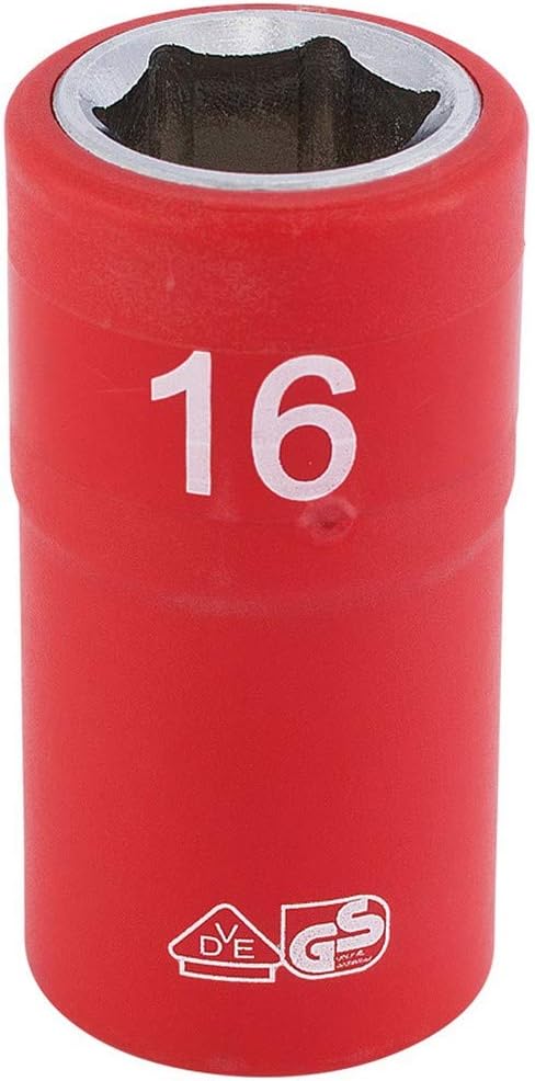Draper 31869 1/2-Inch Square Drive Fully Insulated VDE Socket, 18 mm Size