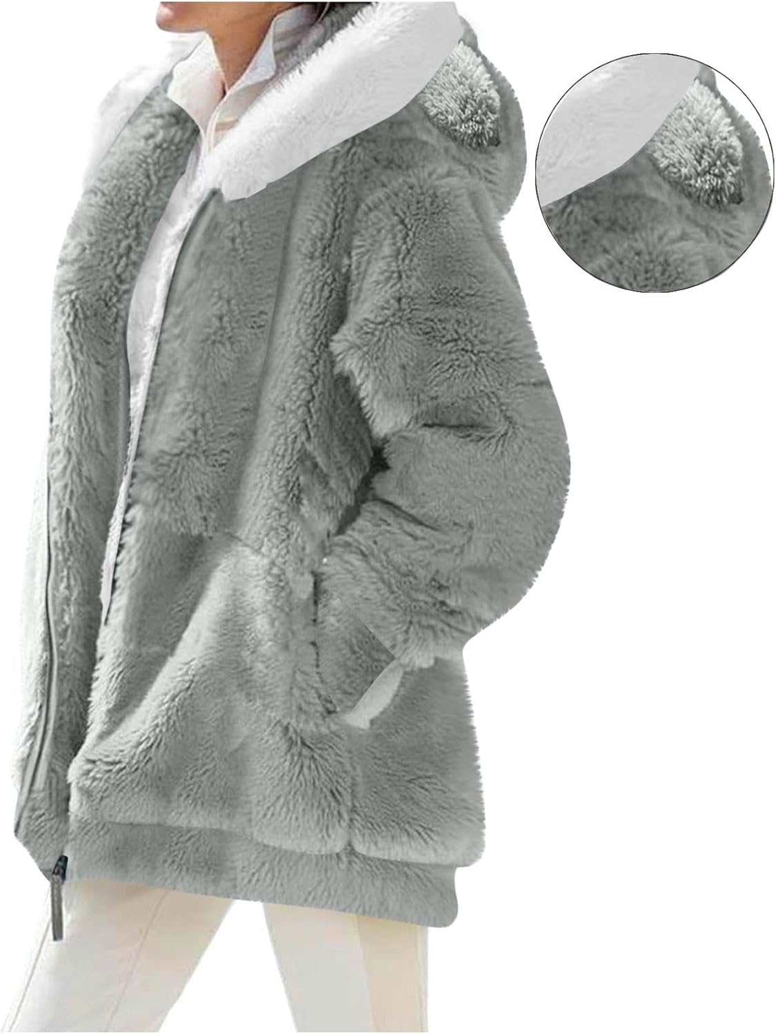 Winter Coats for Women Fleece Zip Up Hoodie Fuzzy Warm Jacket Casual Sherpa Jackets Soft Outwear with Pockets