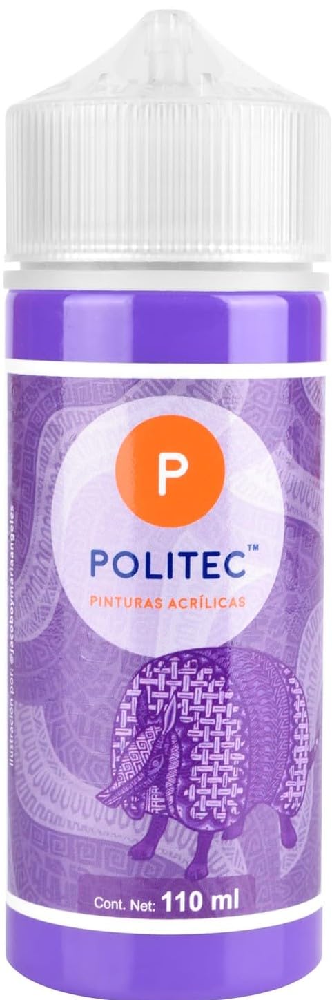 Politec Pinturas Acrílicas Colores Primarios y Secundarios + Blanco y Negro 8 x 110 ml Premium, Set de Colores para Pintar en Lienzo, Madera, Papel, Piedra y Manualidades